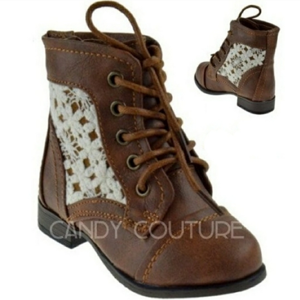 Tan toddler lace bootie